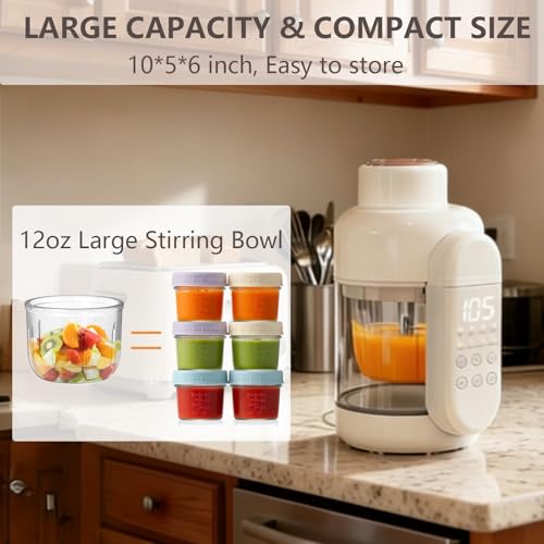 Dorfly Baby Food Maker Glass 12oz Steamer and Blender Glass Reservoir & Bowl 9 in 1 Baby Puree Maker with Stainless Steel Blades Dishwasher Safe Food Blender, Timer, Recipe