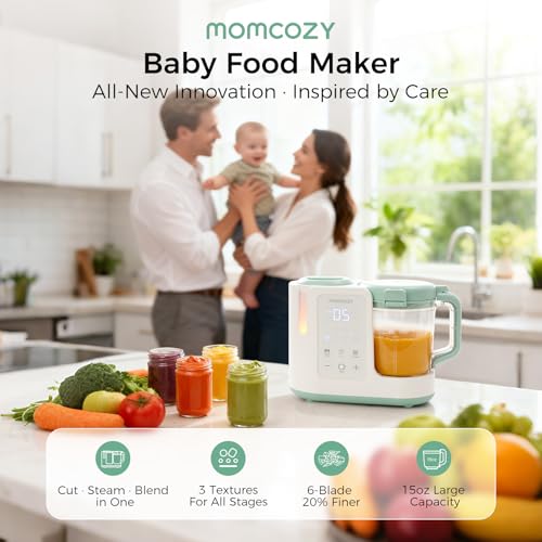 Momcozy Baby Food Maker & Squeeze station - One-Step Auto Steam & Blend Food Processor and Pouch Filler for Homemade Baby Puree
