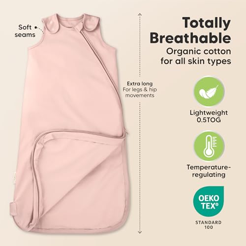 2-Pack Organic Baby Sleep Sacks, 100% Cotton - Soft & Breathable 0.5TOG Baby Wearable Blanket, Toddler Sleeping Sack 6-18 Months, Easy to Wear Swaddles for Newborns, Infants (Butterflies, M)