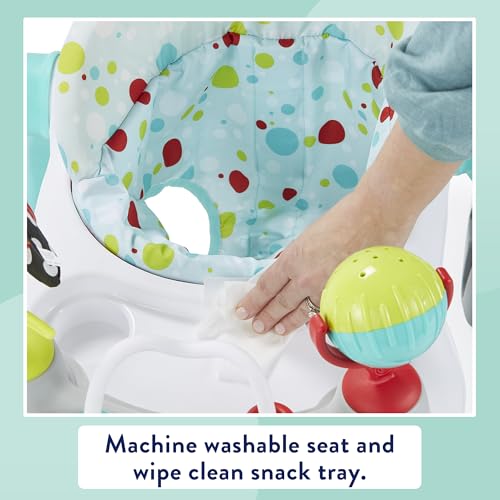 Kolcraft Tiny Steps 2 in 1 Foldable Infant and Baby Walker with Wheels, Seated or Walk Behind Activity Center, Entertaining Developmental Activities for Boys and Girls, Wide Base Sturdy Frame