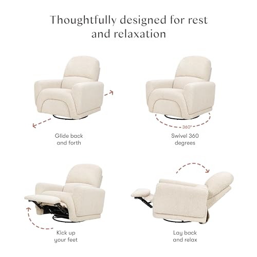 Babyletto Rainbow Recliner and Swivel Glider in Almond Teddy Loop, Greenguard Gold Certified and CertiPUR-US® Certified