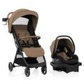 Evenflo Otto+ Travel System w/LiteMax Infant Car Seat, Light Weight, One Hand Gravity Fold (Caramel Tan)
