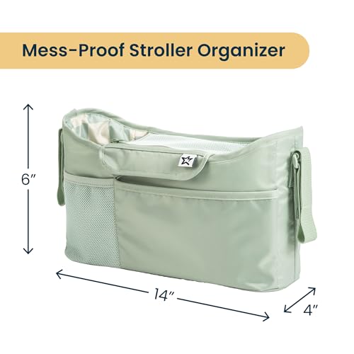 Tiny Twinkle Universal Stroller Organizer with Adjustable Strap - Waterproof Caddy Fits Baby Jogger, Nuna, Graco, Donna and Bugaboo Stroller | Sage Checkers