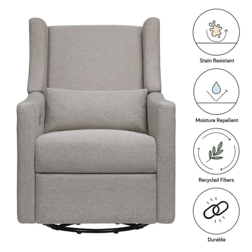 Babyletto Kiwi Glider Recliner Nursery Chair w/ USB Ports - GREENGUARD Gold Certified - Water & Stain Resistant Glider Rocking Chair - Electronic, 270° Swivel, Performance Grey Eco-Weave