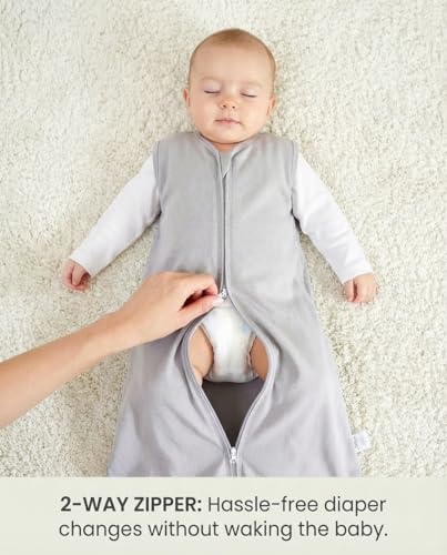 TURMEWU 3 Pack Baby Sleep Sack 0-6 Months 100% Organic Cotton, 0.5 TOG Lightweight Wearable Blanket, 2-Way Zipper Sleeping Bag, Cotton&Fawn&Grey