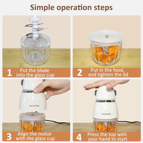 Swenteling Baby Food Maker, Creamy White Mini Baby Food Blender, 10oz Food Puree Maker, Small Baby Food Processor for Fruit Vegetable Meat, 8-Second Quick Soft Food Prep，BPA-Free