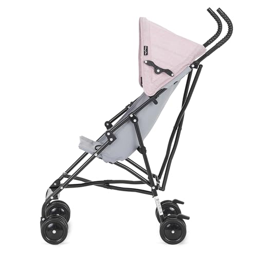 Dream On Me Aero Travel Umbrella Stroller, One-Hand Quick Fold, 3-Point Safety Harness, Dual Brakes, Adjustable Removable Canopy, Lightweight Compact & Space-Saving, for 6 to 36 Months – Pink
