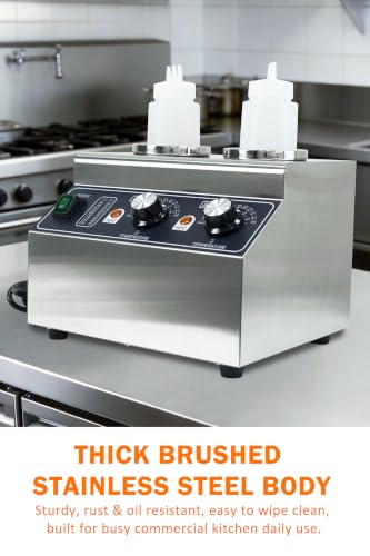 Electric Cheese Sauce Warmer Nacho Cheese Dispenser Warmer ， Commercial Cheese Dispenser, Hot Fudge Bottle Warmer for Cheese Chocolate Hot Fudge Caramel 86-185℉ 110V