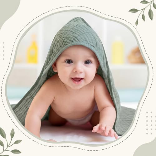 Gilprop 2 Pack Mallard Duck Baby Hooded Towels for Newborn 100% Muslin Cotton Duck Hunting Neutral Baby Bath Towel for Babies Infant Toddler and Kids, 32x32inch, Soft and Absorbent Kids Gift