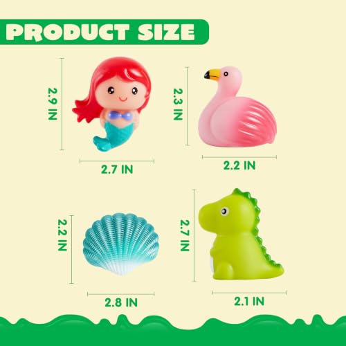 JOYIN 12 PCS Light Up Bath Toys, Toddler Flashing Colourful LED Bathtub Mermaid Toy, Baby Bathtime Floating Rubber Shower Gifts for Infant Kids Girls Valentines Easter Basket Stuffers Pool Party Favor