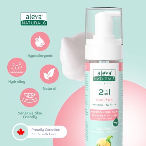 Aleva Naturals Hypoallergenic 2 in 1 Hair and Body Wash | Tea Tree Oil Formula | For Sensitive Skin | Perfect for Newborn Babies and Toddlers - 200ml