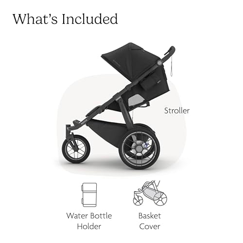 UPPAbaby Ridge V2 Jogging Stroller | All-Terrain Performance Suspension + Never-Flat Tires Built for Walking, Running + Trails | Water Bottle Holder Included | James (Black |Carbon Frame)