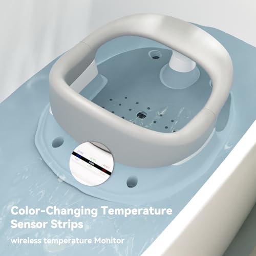 Baby Bath Seat for Babies 6 Months & Up - 360° Protection Baby Bath Chair with Temperature Alert & Cushion | Non-Slip Toddler Bathtub Seat | Newborn Infant Bath Tub Seats for Babies Sitting Up (Grey)