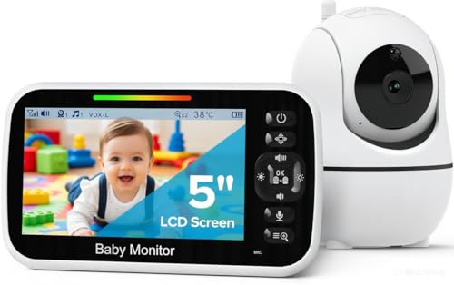 GoodBaby Baby Monitor with Camera and Audio - No WiFi, Remote Pan-Tilt-Zoom, Night Vision, Temperature Sensor, 2-Way Talk, 8 Lullabies, 30-Hour Battery Life，960ft Long Range