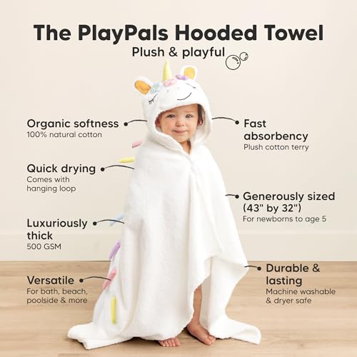 KeaBabies Organic Baby Towel with Hood for Girls, Boys - Soft, Absorbent, 100% Cotton Hooded Baby Towels for Newborns, Infants, Large Hooded Bath Towels for Babies, Kids, Toddler 1-3 (Uria)