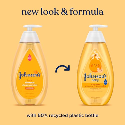 Johnson's Baby Shampoo with Aloe Vera & Vitamin B5, Tear Free, Newborn Essentials, No added Parabens & Sulfates, Hypoallergenic, Baby Essentials, 20.3 fl. oz