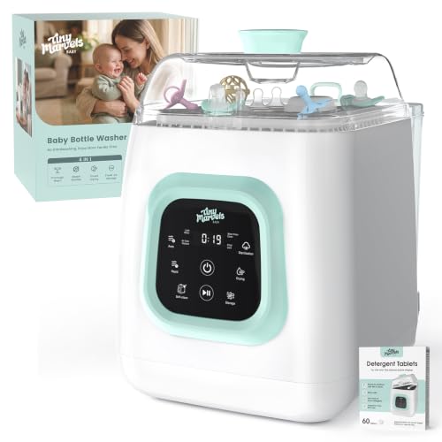 Tiny Marvels Baby Bottle Washer Pro, Bottle Washer & Sterilizer and Dryer, Upgraded Self-Cleaning Machine, 6-Bottle Capacity & Built-in Water Softener, 4-in-1 Sanitizer for Bottles Breast Pump Parts