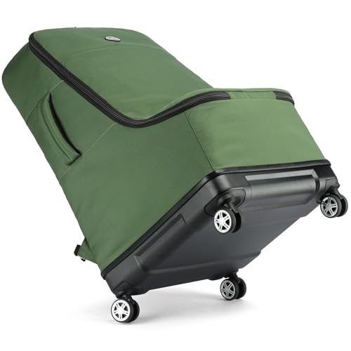 TUGUAN Car Seat Travel Bag for Airplane with Spinner Wheels, Infant Car Seat Bags for Air Travel with Hard Bottom, Padded Car Seat Backpack, Large Car Seat Storage Bag Airport Check, Green