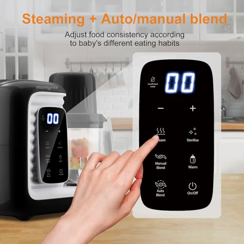 MOMYEASY Baby Food Maker, Multifunction Processor Chopper Grinder, Baby Food Steamer and Puree Blender in-One, with Bottle Warmer, Auto Cooking & Grinding with Touch Control Panel