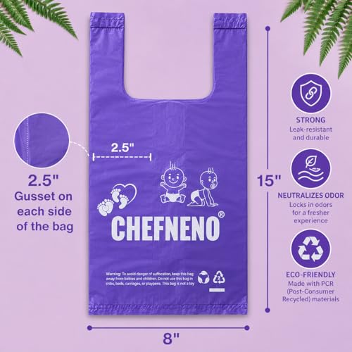 Baby Disposable Diaper Sacks (600 ct.) Fresh Baby Powder Scented, Easy-Tie Diaper Sacks Disposal Bulk Diaper Sacks Dog Poop Bags Cat Litter Waste Bags Sanitary Pads Disposal Bags (600 Bags, Purple)