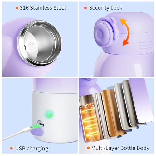 Portable Bottle Warmer for Travel - 12oz Cordless Milk Warmer, Dual Heating Modes for Breast Milk & Water, Fast Heating Smart Temperature Control, Ideal for Outdoor, Car, and Nighttime Feeding