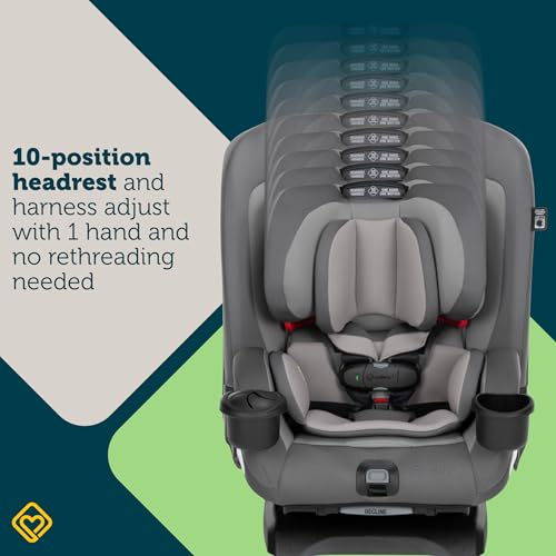 Safety 1st EverSlim 4-in-1 Convertible Car Seat, SecureTech Chest Clip, Ultra-Slim, 4-Mode Infant to Booster, Baby Car Seat, 5-100 lbs, Memory Foam, Office Space