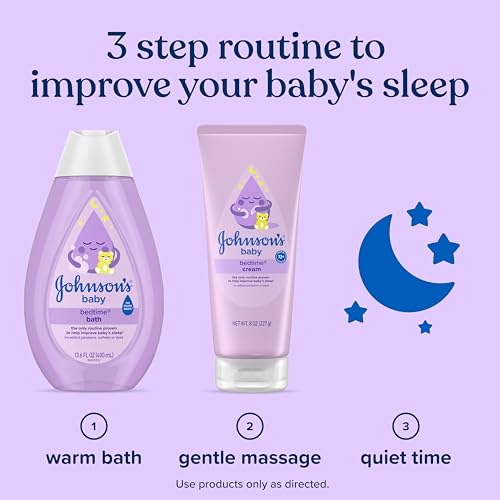 Johnson's Baby Bedtime Cream with Soothing NaturalCalm Aromas, Baby Cream with Calming Aromas, Soothing and Relaxing Scent, No Added Parabens & Dyes, 8 oz