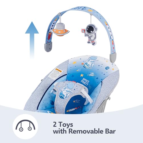 Baby Bouncer, Portable Baby Bouncer with Music Foldable Indoor & Outdoor Use for Baby 0-6 Months 6-20 lbs,Blue
