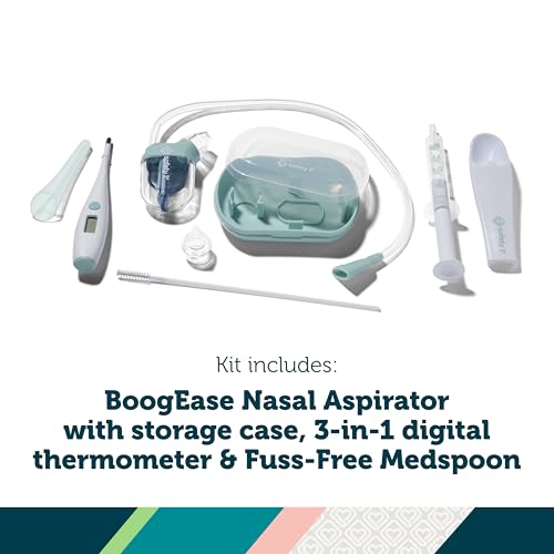 Safety 1st Baby’s 1st SneezyWeezy Kit, Sick Baby Essentials, BoogEase Nasal Aspirator, 3-in-1 Digital Thermometer, Medspoon, Infant Set, Easy-Clean, Medicine Feeding Spoon