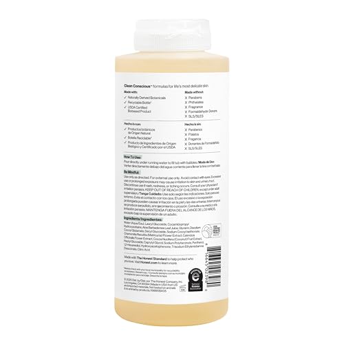 The Honest Company Foaming Bubble Bath Gentle for Baby, Naturally Derived, Tear-free, Hypoallergenic, Fragrance Free, Sensitive, 12 fl oz