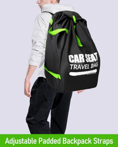 Car Seat Travel Bag for Airplane, 600D Large Car Seat Bags for Air Travel with Comfort Padded Straps, Carseat Storage Bag / Backpack for Carseat Airport, Carseat Cover Travel - Baby Travel Essential