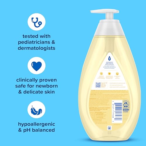 Johnson's Baby Head-To-Toe 2 in 1 Tear Free Wash & Shampoo with Aloe Vera and Vitamin B5, Safe and Gentle for Newborns and Delicate Skin, Hypoallergenic and pH Balanced, 27.1 Fl Oz