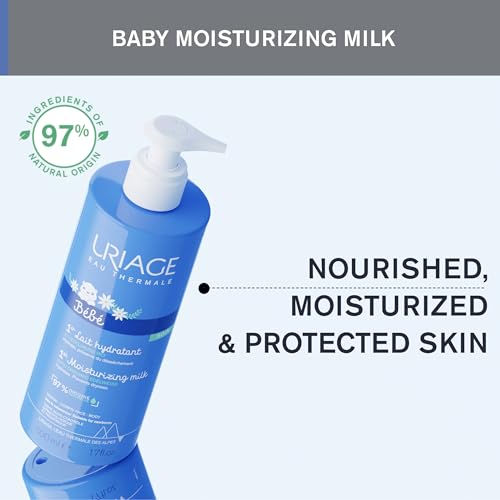 Uriage Baby Daily Moisturizing lotion with Organic Edelweiss + Shea Butter, Nourishes, Moisturizes & Soothes Skin, Non-greasy, Delicately Scented, 97% Igredients of Natural Origin