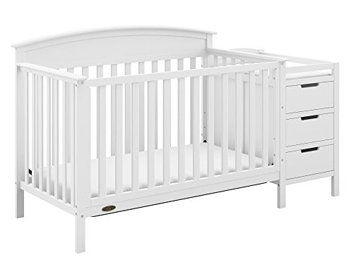 Graco Benton 4-in-1 Convertible Crib and Changer – GREENGUARD Gold Certified, Crib & Changing-Table Combo, Water-Resistant Changing Pad, Converts to Toddler Bed, Daybed and Full-Size Bed (White)