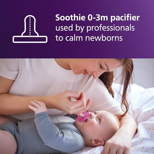Philips Avent Natural Response Baby Gift Set - 3X 4oz Pink Bottles with Slow Flow Nipples (Flow 2), 1x 9oz Pink Bottle with Medium Flow Nipples (Flow 3), 2X Soothie Pacifiers 0-3m, SCD838/03