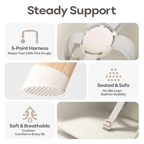 Mloong High Chair for Babies and Toddlers - Adjustable 4-in-1 Baby High Chairs with Dishwasher Tray, Easy Clean Highchair, Beige