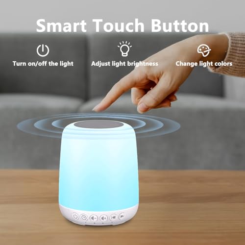 White Noise Sound Machine for Sleep Portable Sound Machine with 30 Soothing Sounds 12 Night Light Colors 4 Timer Sleep Machine for Baby Adults, Smart App Control, Touch Control