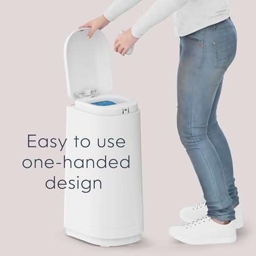 Diaper Genie Essence Pail, White with 18 Easy Roll Refill Bags