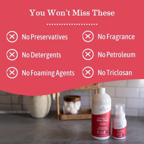 Earth Mama Simply Non-Scents Baby Wash Foaming Hand Soap, All-Purpose Fragrance Free Body Wash for Sensitive Skin, Castile Soap with Coconut Oil, Shea Butter, Calendula, & Aloe, 6.27 fl oz