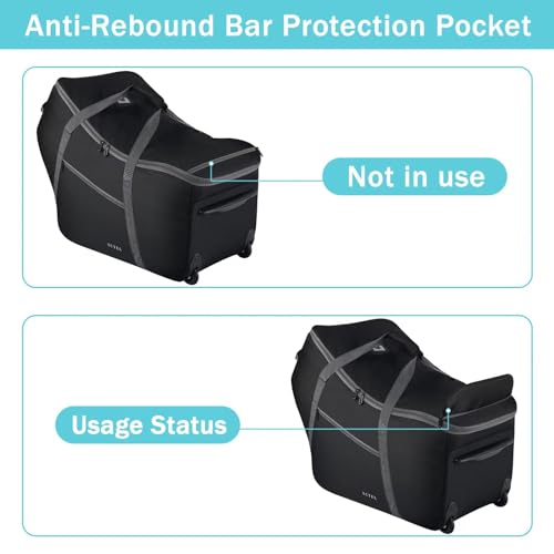 Car Seat Travel Bag with Wheels Fits All Nuna Pipa car seat and Base, Chicco Keyfit 35 and Anti-rebound Bar Base, Doona travel bag, Padded Infant Gate Check Bag with side pocket, Bumper Feet