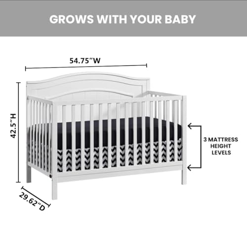Oxford Baby North Bay 4-in-1 Convertible Crib, Snow White, GreenGuard Gold Certified