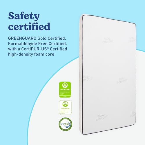 Graco 6-Inch Dual-Comfort Crib & Toddler Mattress - GREENGUARD Gold, CertiPUR-US Certified Foam, Machine Washable Cover with 100% Waterproof Surface, Fits Standard Full Size Baby Crib and Toddler Bed