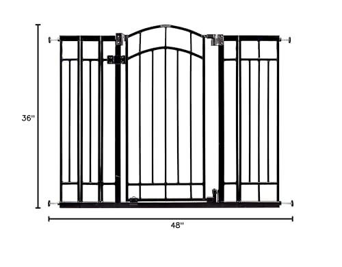 Ingenuity Multi-Use Decorative Extra Tall Walk-Thru Baby Gate, Fits Openings 28.5-48 Inch (Pack of 1), Black Metal, for Doorways and Stairways, 36' Tall Baby and Pet Gate, Black, One Size