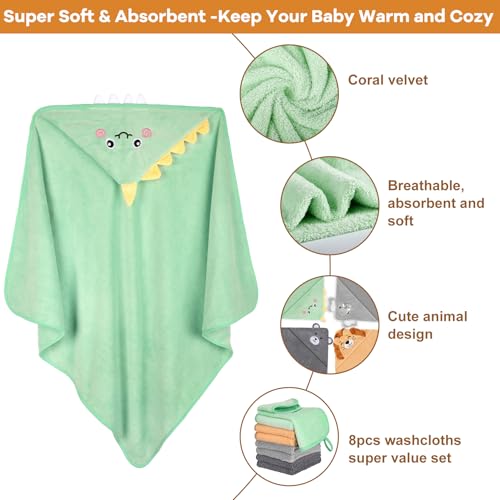 12 PCS Baby Bath Towels Set, Baby Towels for Newborn Bath Essentials