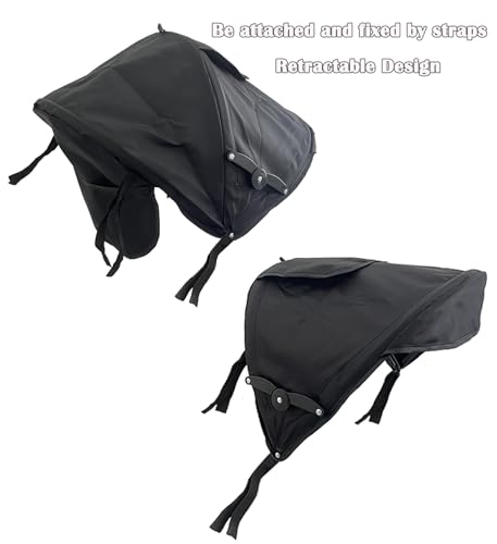 Universal Stroller Canopy Stroller Replacement Parts Shade Umbrella Stroller Canopy with Attachment Retractable Pram Sun Shade with Mesh Window Storage Pocket Adjustable