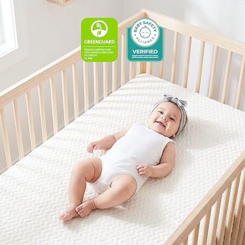 Dream On Me Baby Fairy Dust 5” Full-Size Crib & Toddler Bed Mattress in a Box – GREENGUARD Gold & BSA Certified, Breathable, Water-Resistant, Machine Washable Cover, (52" L x 28" W x 5" H)