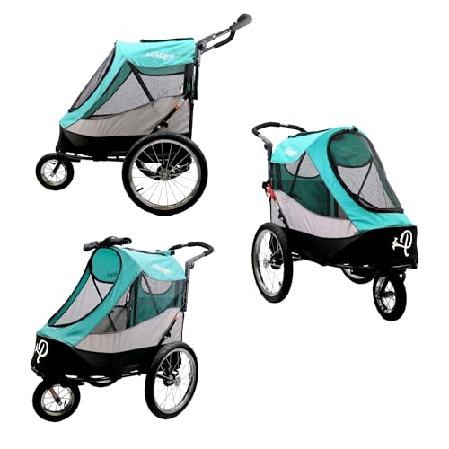 PETIQUE Trailblazer Jogger, Dog Cart for Medium Size Pets, Ventilated Pet Stroller for Cats & Dogs, Turquoise