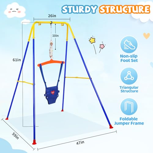UMIKOOL DIRECT Baby Jumper with Stand, Jumper for Baby 6-24 Months, Baby Jumpers and Bouncers with Adjustable Chain, Easy to Assemble & Store, Infant Jumper for Indoor/Outdoor Play