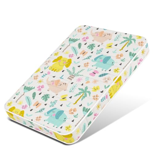 Moonlightfamily 3 Inch Mini Mattress, 38" Lx26 W Mattress, Toddler Mattress with No Gaps Edge Reinforcement High Density Foam, Odorless and Steady, Elephant