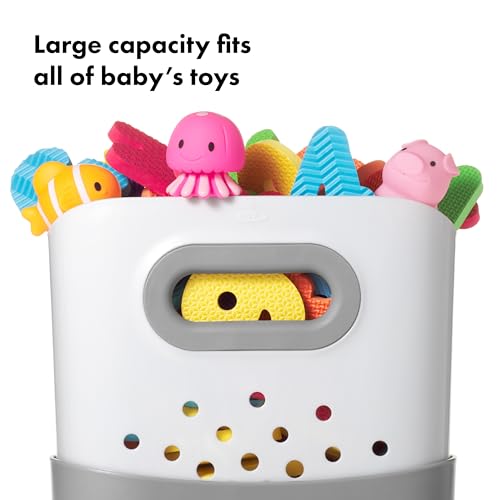 OXO Tot Stand Up Bath Toy Storage Organizer, 7.1 L, Large Capacity Bin for Baby Bath Essentials - Gray